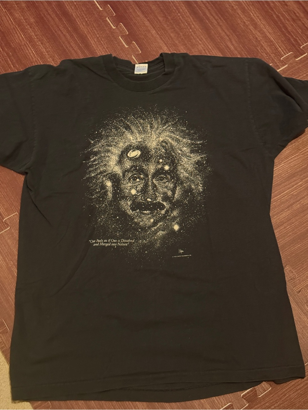 Vintage Einstein Black Graphic Men’s T-Shirt with Cosmic Portrait Print XXL Men